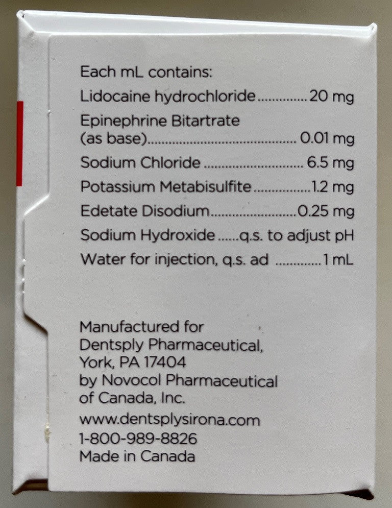 [要薬監] Xylocaine (キシロカイン) 2% with Epinephrine (1 : 100M) 赤