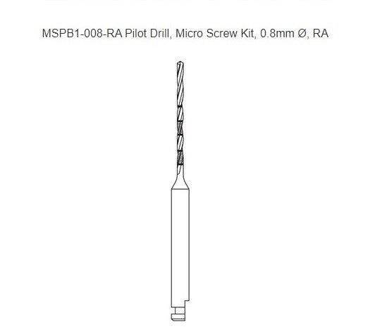 PILOT DRILL, MICRO SCREW KIT, 0.8MM Ø, RA